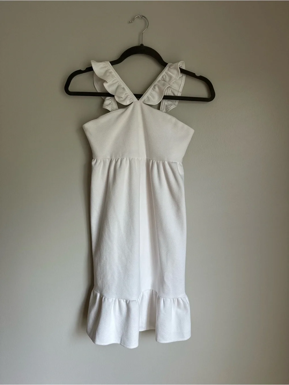 Bisby Girls Soho Dress Sleeveless Ruffle Straps Adjustable Buttons Size 12 White
